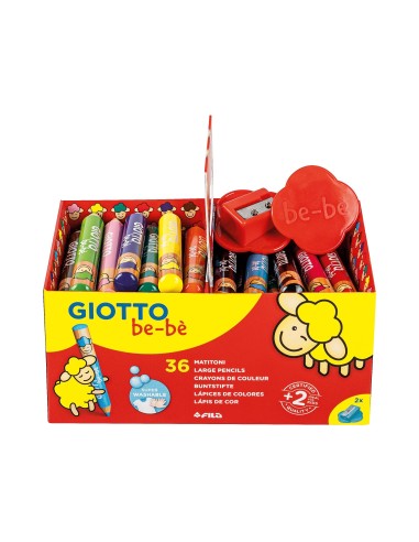 LAPICES COLORES GIOTTO BEBE SUPER SCHOOLPACK 36UD.+3 SACAPUNTAS