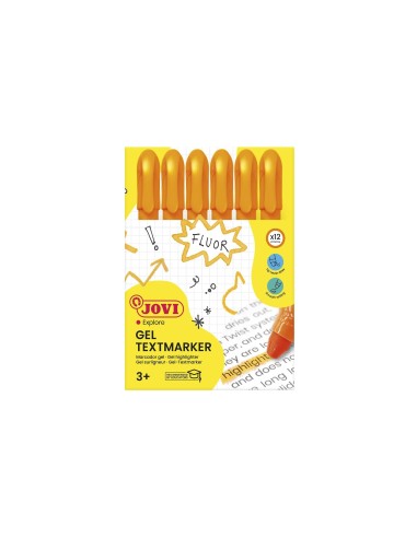 MARCADOR DE CERA GEL JOVI FLUORESCENTE NARANJA CAJA DE 12 UD.