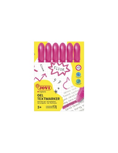 MARCADOR DE CERA GEL JOVI FLUORESCENTE ROSA CAJA DE 12 UD.