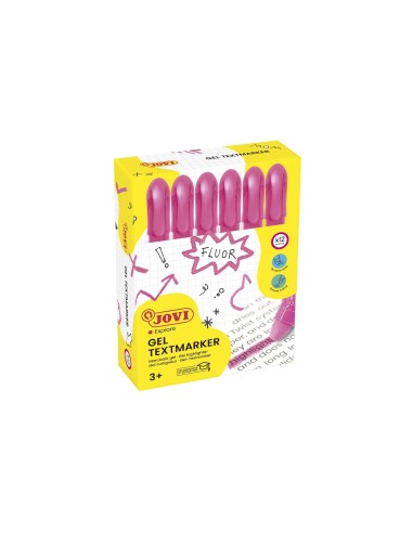 MARCADOR DE CERA GEL JOVI FLUORESCENTE ROSA CAJA DE 12 UD.