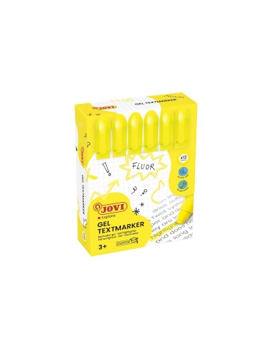 MARCADOR DE CERA GEL JOVI FLUORESCENTE AMARILLO CAJA DE 12 UNIDADES
