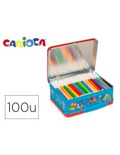 ROTULADOR CARIOCA KIT CAJA METALICA 100U.SURTIDAS + ALBUM COLOREAR