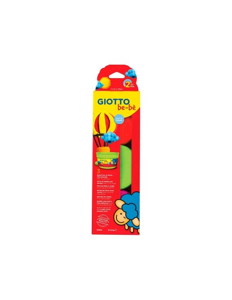 PASTA MODELAR GIOTTO BEBE PACK 3 COL.SURT. DERMATOLOGICAMENTE TESTADA
