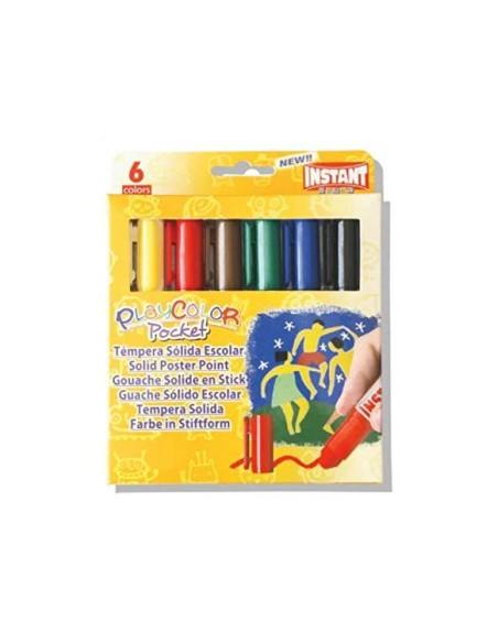 TEMPERA SOLIDA EN BARRA INSTANT POCKET ESCOLAR CAJA 6 COL.SURTIDOS