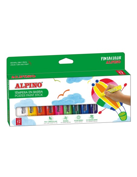 TEMPERA EN BARRA ALPINO PINTACOLOR CAJA 12 COLORES SURTIDOS PX000012