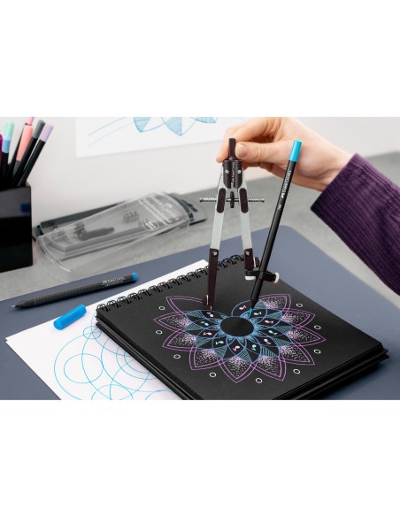 COMPAS FABER CASTELL ESCOLAR DE AJUSTE RAPIDO CON ADAPTADOR UNIVERSAL