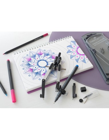 COMPAS FABER CASTELL ESCOLAR DE AJUSTE RAPIDO CON ADAPTADOR UNIVERSAL