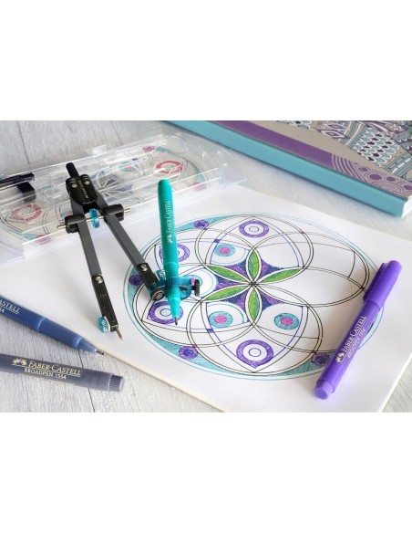 COMPAS FABER CASTELL ESCOLAR DE AJUSTE RAPIDO CON ADAPTADOR UNIVERSAL