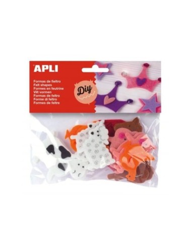FIGURA DE FIELTRO APLI CON FORMA DE ANIMALES BOLSA DE 18 UNIDADES