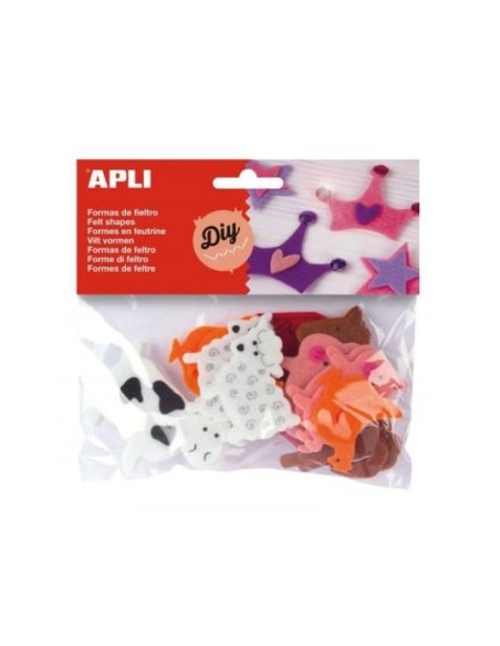 FIGURA DE FIELTRO APLI CON FORMA DE ANIMALES BOLSA DE 18 UNIDADES