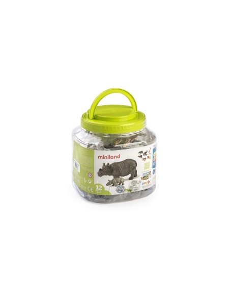 JUEGO MINILAND ANIMALES SELVA CRIAS 12 FIGURAS