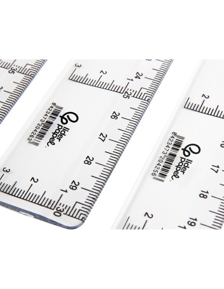 REGLA 30 CM PLASTICO CRISTAL