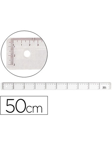 REGLA 50 CM PLASTICO CRISTAL