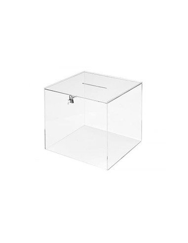 URNA ELECTORAL CUADRADA LLAVE METACRILATO 3MM 300X300X300MM