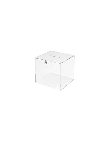 URNA ELECTORAL CUADRADA LLAVE METACRILATO 3MM 300X300X300MM