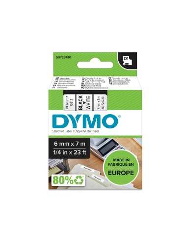 CINTA DYMO 43613 6MMX7MT NG./BL.  D1