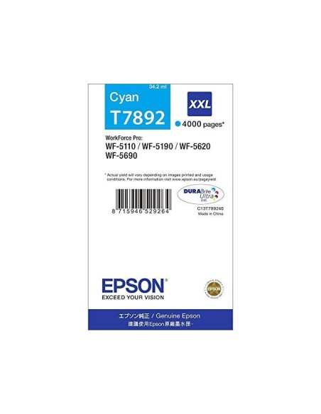 C13T789240 CARTUCHO EPSON T7892 WF-5110/5190 79 XXL CIAN 4000 PG.