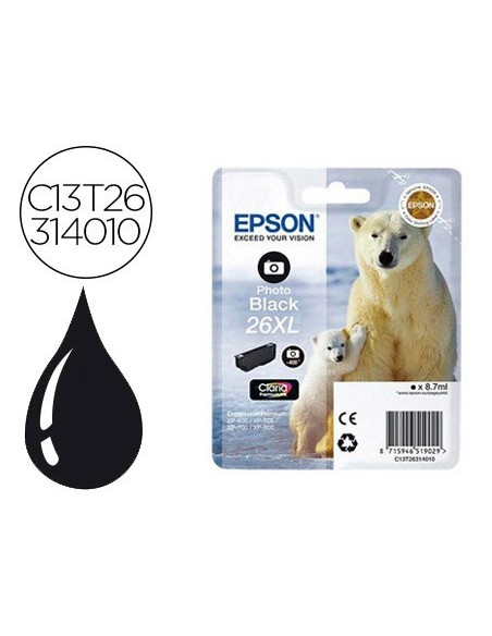 C13T26314012 CARTUCHO EPSON XP-600/605 26XL FOTO NG.700 PG.