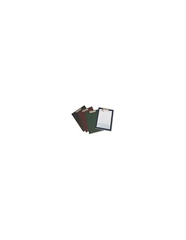 PORTANOTAS PARDO CARTON FORRADO PVC FOLIO CON PINZA METALICA AZUL