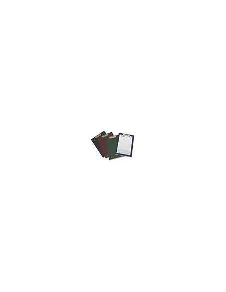 PORTANOTAS PARDO CARTON FORRADO PVC FOLIO CON PINZA METALICA AZUL