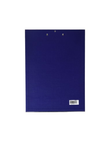 PORTANOTAS PARDO CARTON FORRADO PVC FOLIO CON PINZA METALICA AZUL