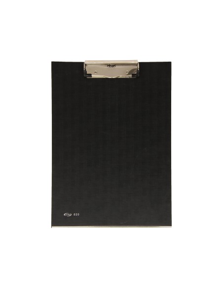 PORTANOTAS PARDO CARTON FORRADO PVC FOLIO CON PINZA METALICA NEGRO