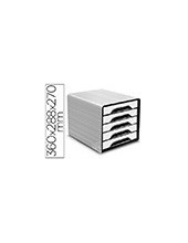 FICHERO CAJONES SOBREMESA CEP 5 CAJONES BLANCO/NEGRO 360X288X270 MM 2