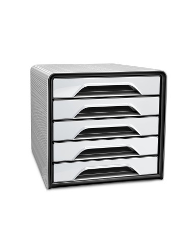 FICHERO CAJONES SOBREMESA CEP 5 CAJONES BLANCO/NEGRO 360X288X270 MM