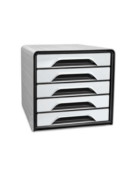 FICHERO CAJONES SOBREMESA CEP 5 CAJONES BLANCO/NEGRO 360X288X270 MM