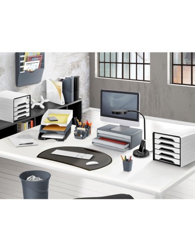 FICHERO CAJONES SOBREMESA CEP 5 CAJONES BLANCO/NEGRO 360X288X270 MM