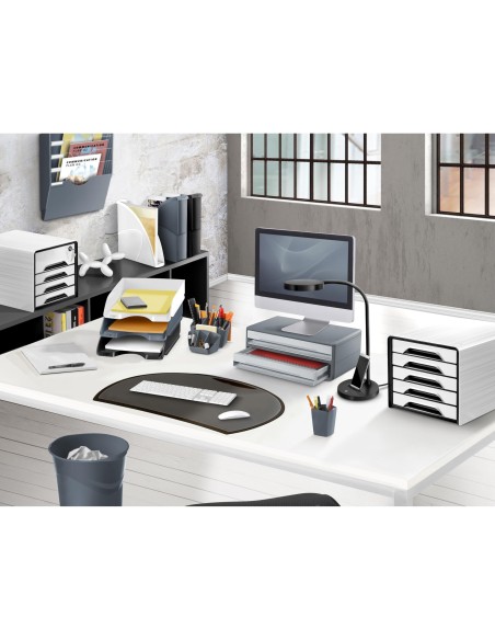 FICHERO CAJONES SOBREMESA CEP 5 CAJONES BLANCO/NEGRO 360X288X270 MM