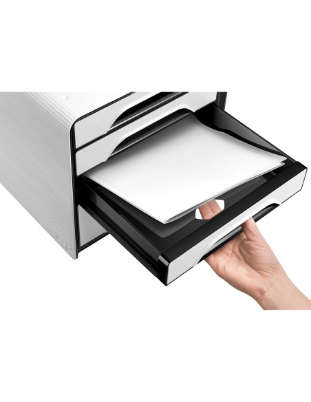 FICHERO CAJONES SOBREMESA CEP 5 CAJONES BLANCO/NEGRO 360X288X270 MM