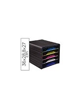 FICHERO CAJONES SOBREMESA CEP 5 CAJONES NG./MULTICOLOR 360X288X270 MM 2