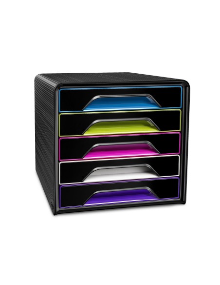 FICHERO CAJONES SOBREMESA CEP 5 CAJONES NG./MULTICOLOR 360X288X270 MM