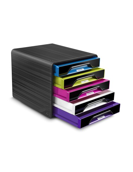 FICHERO CAJONES SOBREMESA CEP 5 CAJONES NG./MULTICOLOR 360X288X270 MM
