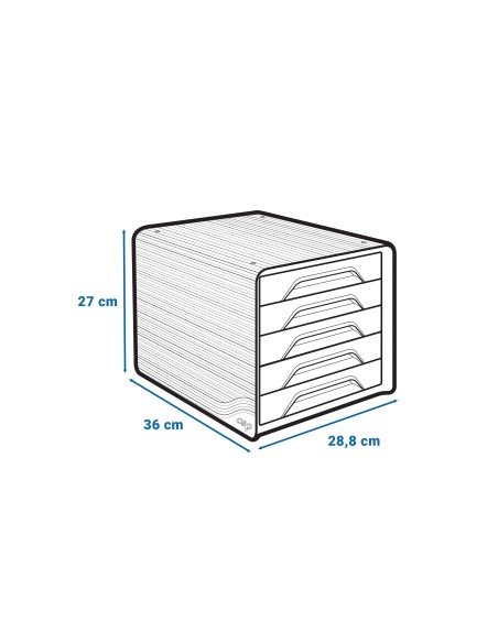 FICHERO CAJONES SOBREMESA CEP 5 CAJONES NG./MULTICOLOR 360X288X270 MM