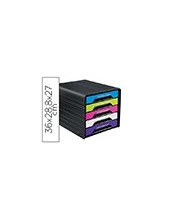FICHERO CAJONES SOBREMESA CEP 5 CAJONES NG/MULTI FLASHY 360X288X270MM 2