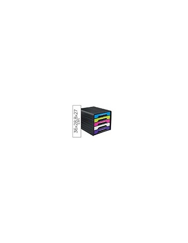 FICHERO CAJONES SOBREMESA CEP 5 CAJONES NG/MULTI FLASHY 360X288X270MM