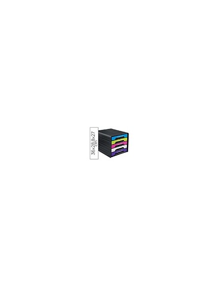 FICHERO CAJONES SOBREMESA CEP 5 CAJONES NG/MULTI FLASHY 360X288X270MM