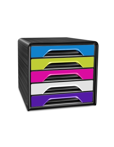 FICHERO CAJONES SOBREMESA CEP 5 CAJONES NG/MULTI FLASHY 360X288X270MM