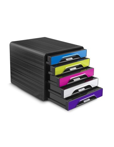 FICHERO CAJONES SOBREMESA CEP 5 CAJONES NG/MULTI FLASHY 360X288X270MM
