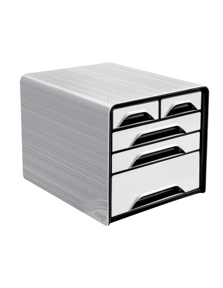 FICHERO CAJONES SOBREMESA CEP 5 CAJONES MIXTOS BL/NG 360X288X270MM