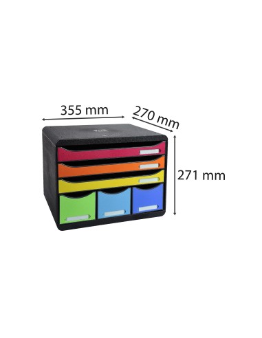 FICHERO CAJ.SOBREMESA EXACOMPTA 6 CAJ.MULTICOLORES 270X355X271 MM