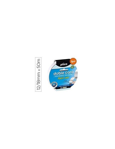 CINTA ADHESIVA PLICO DOBLE CARA FACIL USO 12/18 MM X 50 M