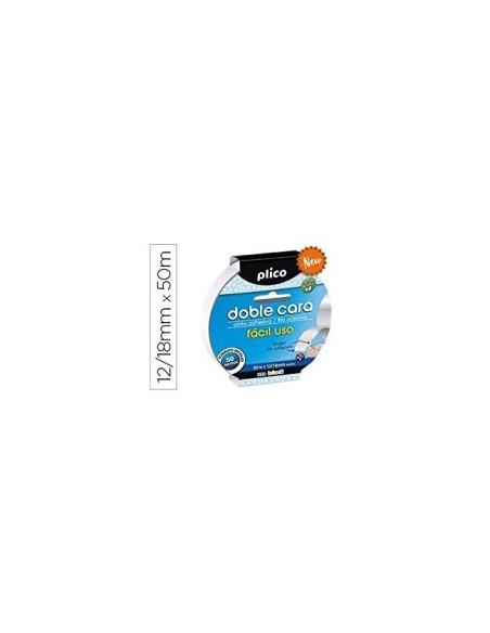 CINTA ADHESIVA PLICO DOBLE CARA FACIL USO 12/18 MM X 50 M