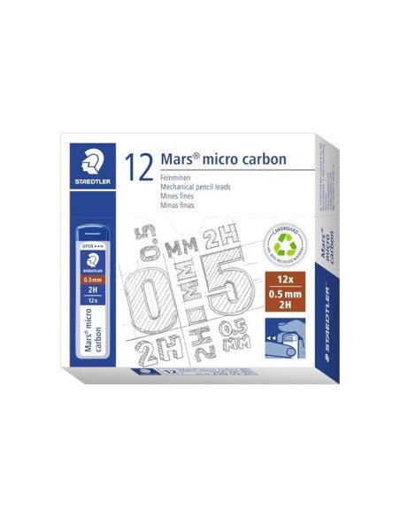 MINAS STAEDTLER MARS MICRO GRAFITO 0,5 MM 2H TUBO CON 12 UNIDADES