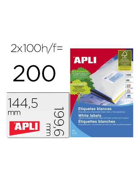 ETIQUETA ADH. APLI 2423 199,6X144,5MM 100UD.