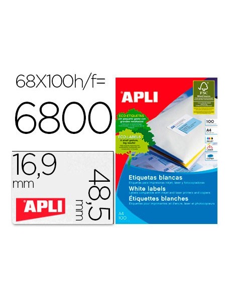 ETIQUETAS ADH. APLI 1282 48,5X16,9MM 100H.