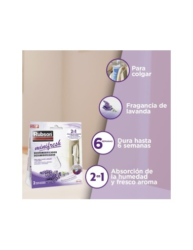 DESHUMIDIFICADOR RUBSON MINI FRESH LAVANDA 1 PACK 2 BOLSITAS 50 GR