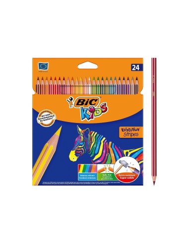 LAPICES COLORES BIC EVOLUTION STRIPES C.24 SURT.